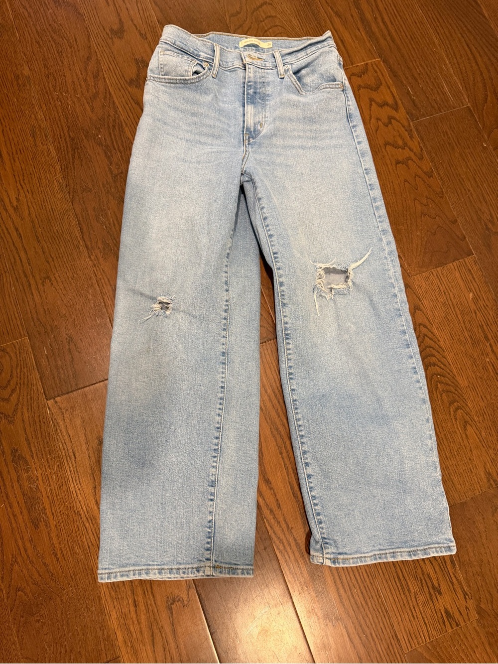 Sz 26 Levi's Light Blue Distressed Wide-Leg Jeans
